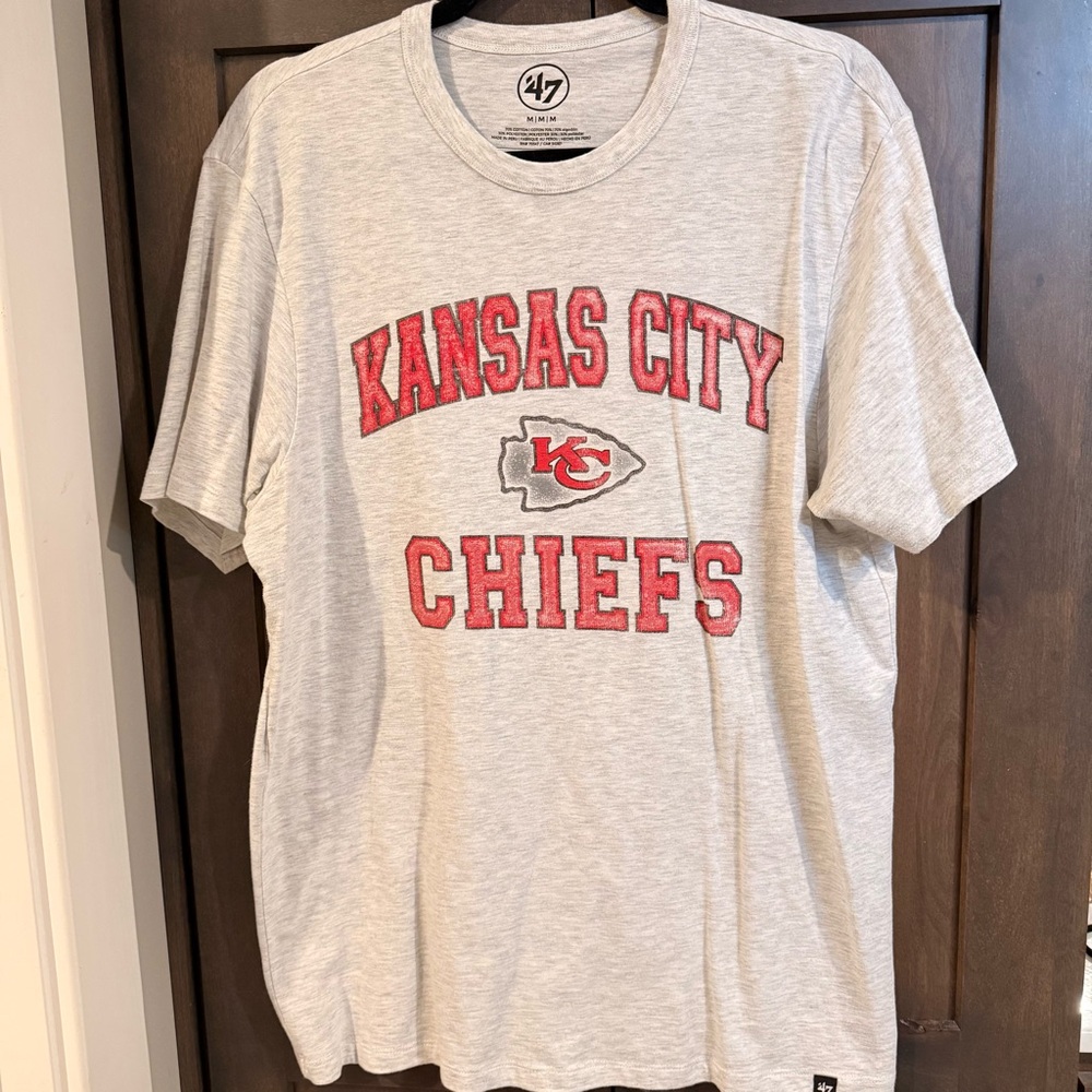 '47 Brand Kansas City Chiefs Heather Grey Graphic Tee - Size Medium